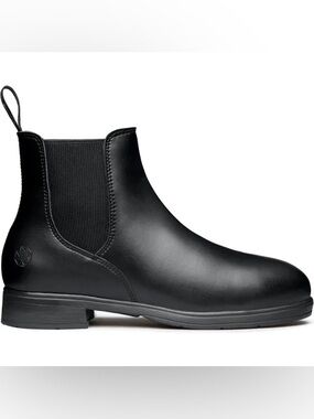 *XENA* Black Valence Safety Slip-On Steel Toe Leather Ankle Chelsea Boot Sz 8.5